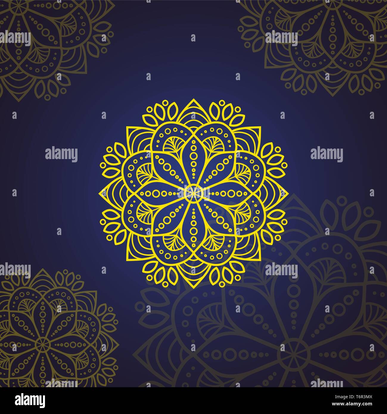 Islamico mandala di fiori di colore giallo e il gradiente dello sfondo. può utilizzare per la colorazione di pagina del libro. mandala con stile Islam, Arabi, Indiani, marocchina Illustrazione Vettoriale