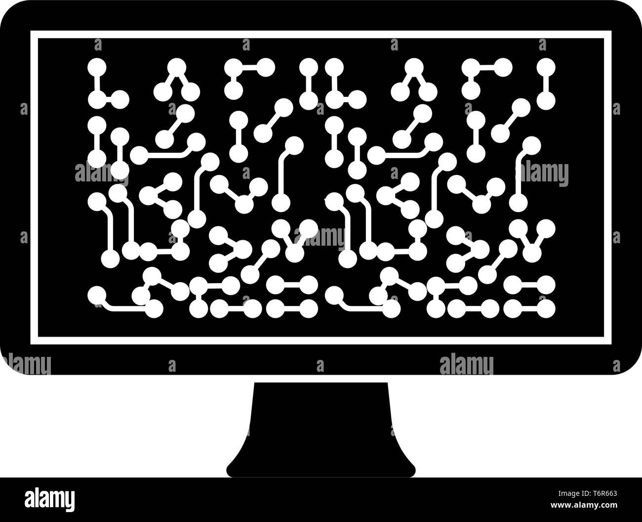 Schermata con lo schema della tecnologia icona del concetto di colore nero illustrazione vettoriale stile piatto semplice immagine Illustrazione Vettoriale