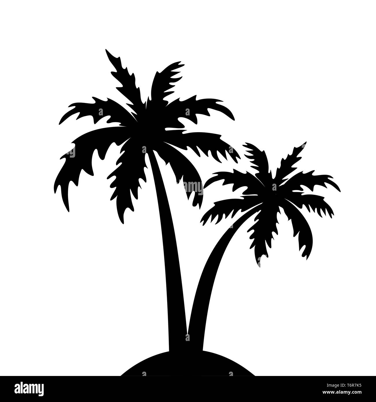 Palm tree silhouette isolati su sfondo bianco illustrazione vettoriale EPS10 Illustrazione Vettoriale