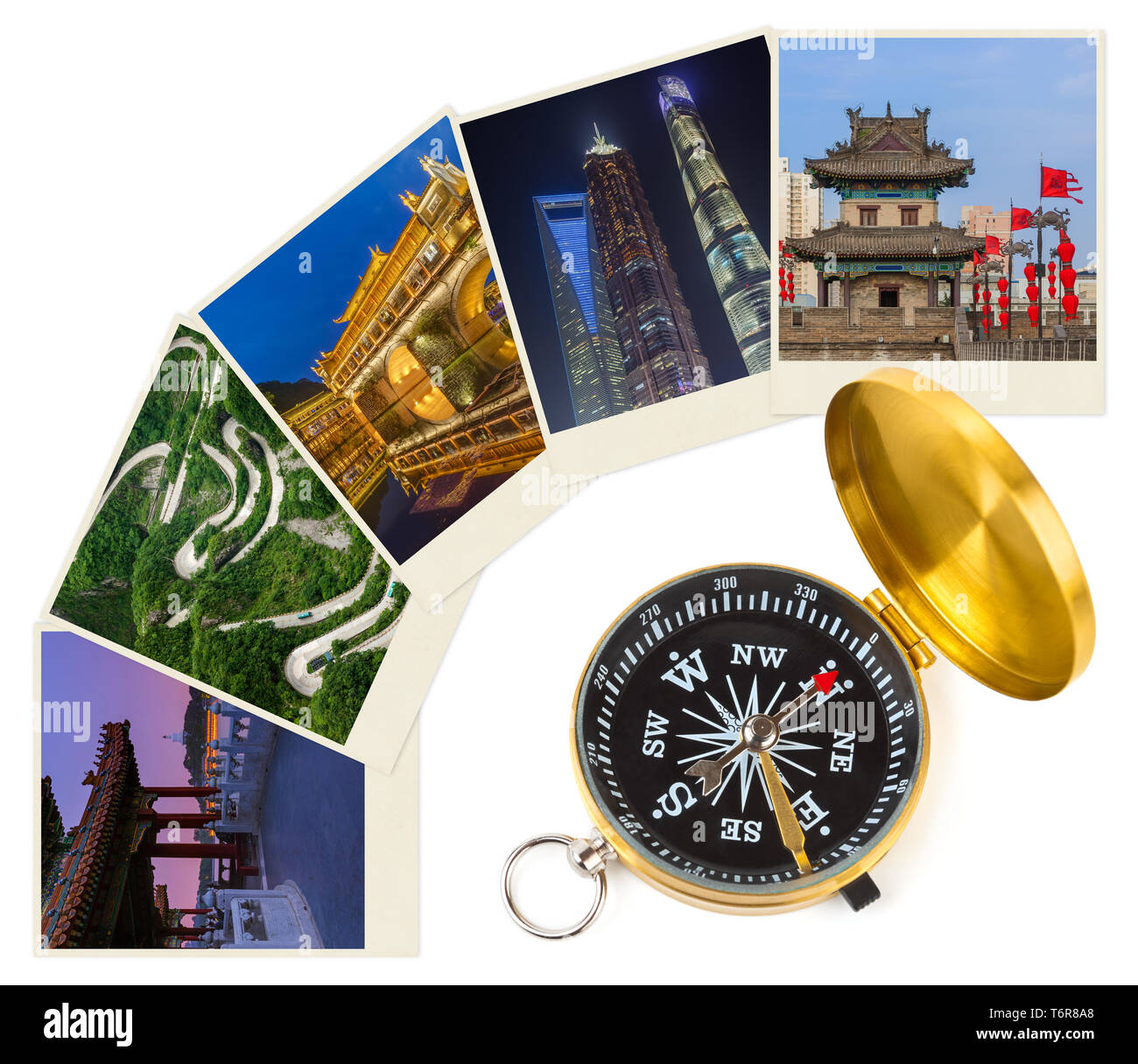 Cina immagini (foto) e bussola - Concetto di viaggio Foto Stock