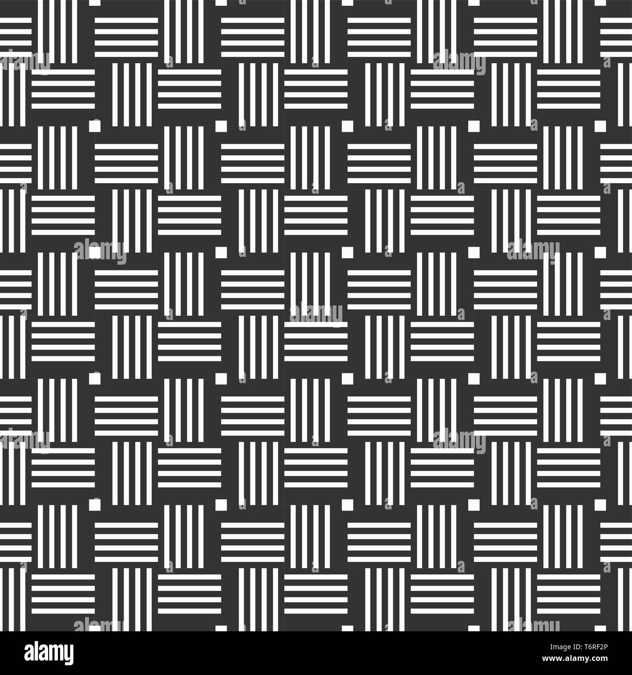 Vector seamless pattern di strisce rettangolari. Moderna ed elegante struttura. Reticolo geometrico a. Le linee rette. Nastri intrecciati. Monocromatico. Illustrazione Vettoriale
