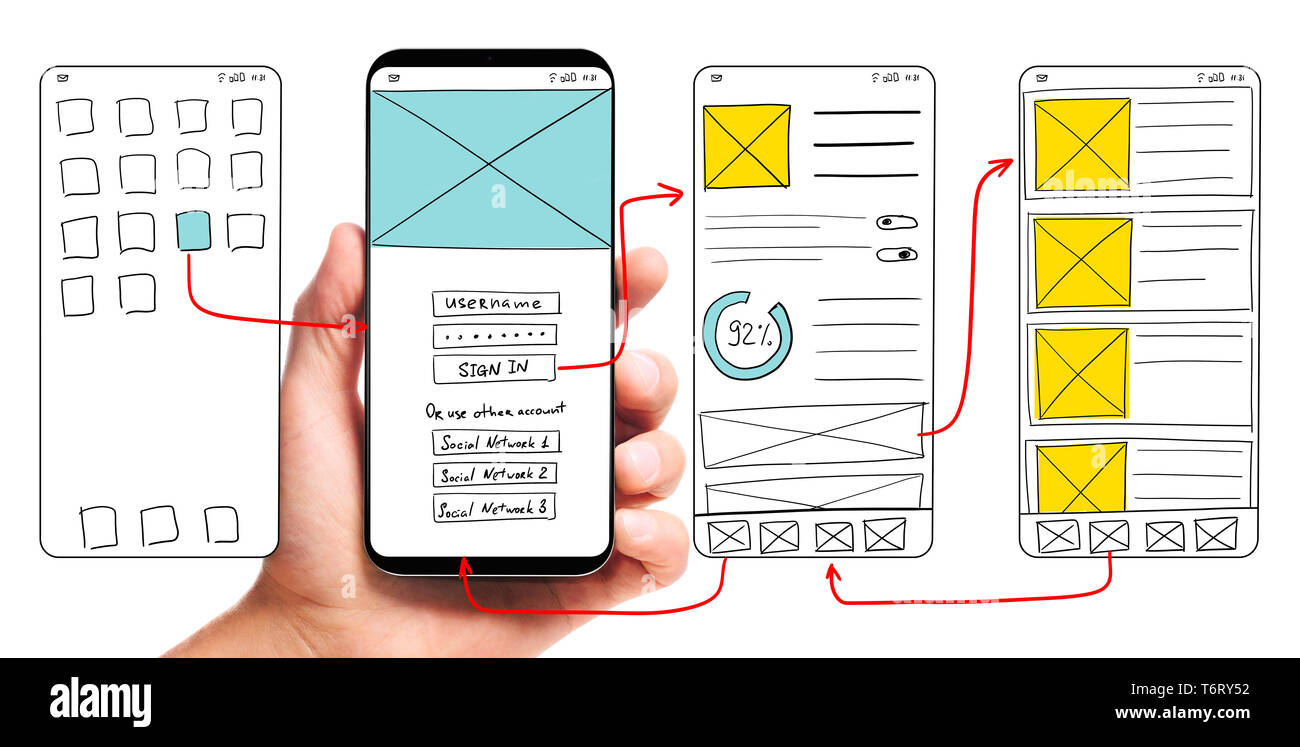 Lo sviluppo mobile app UI Foto Stock