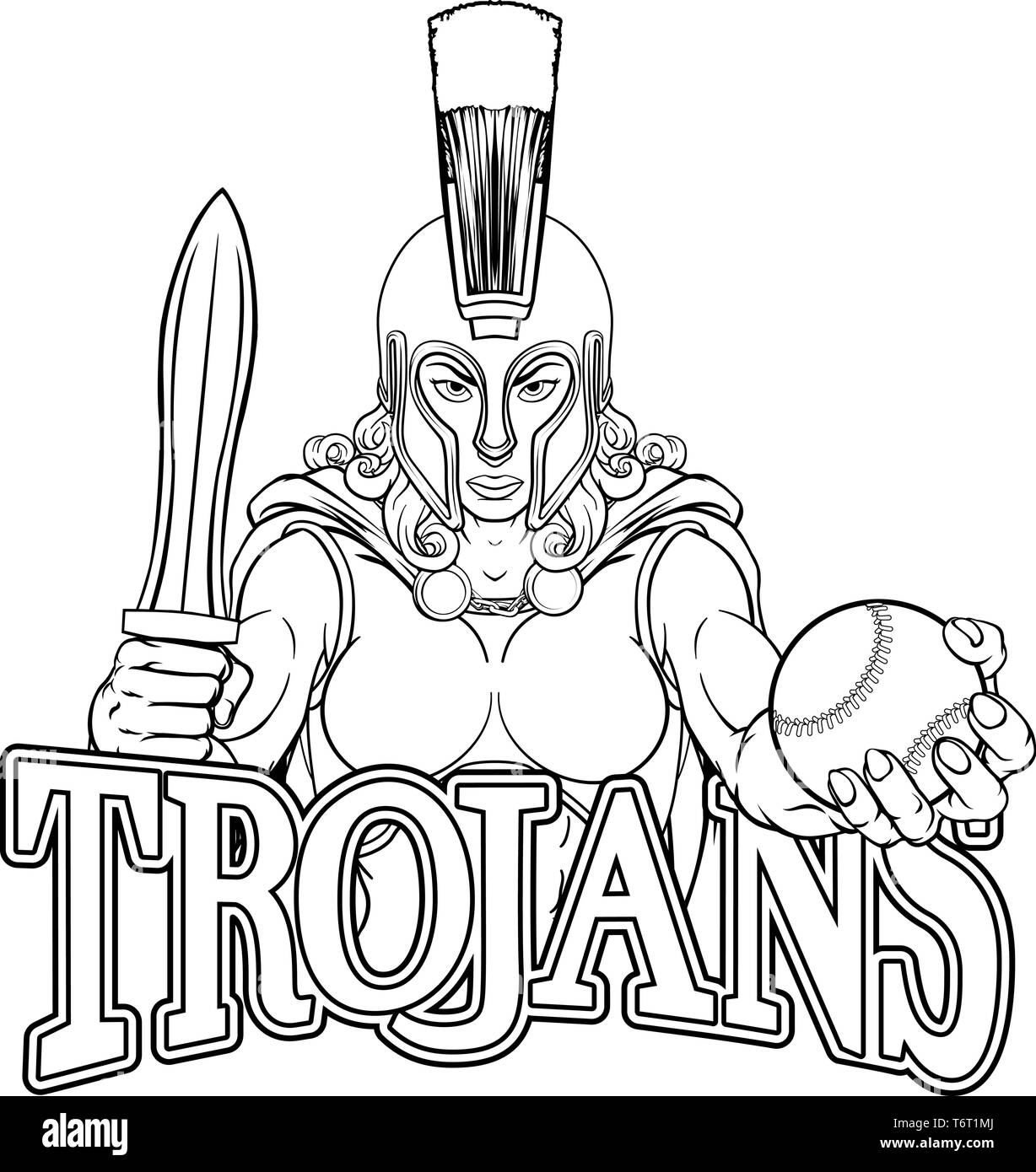 Spartan Trojan Gladiator Baseball donna guerriero Illustrazione Vettoriale
