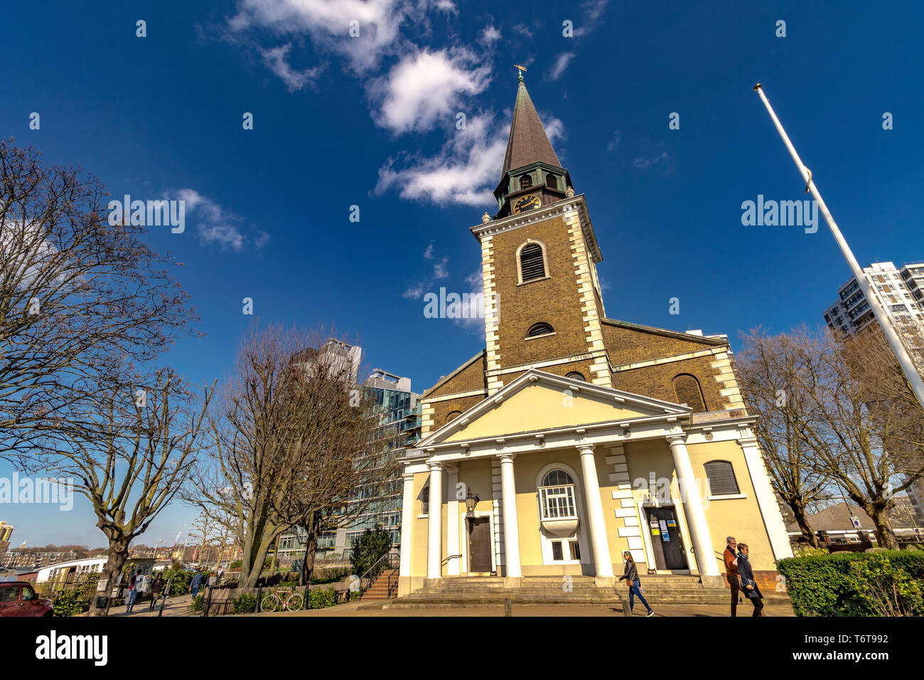 St Mary's Church, Battersea, una chiesa in stile georgiano sulle rive del Tamigi, Londra, Regno Unito Foto Stock