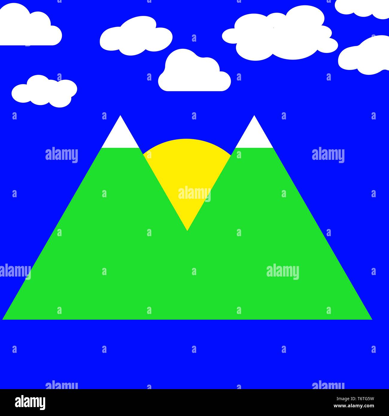 Semplice design piatto inverno paesaggio innevato con montagne. eps 10. Illustrazione Vettoriale