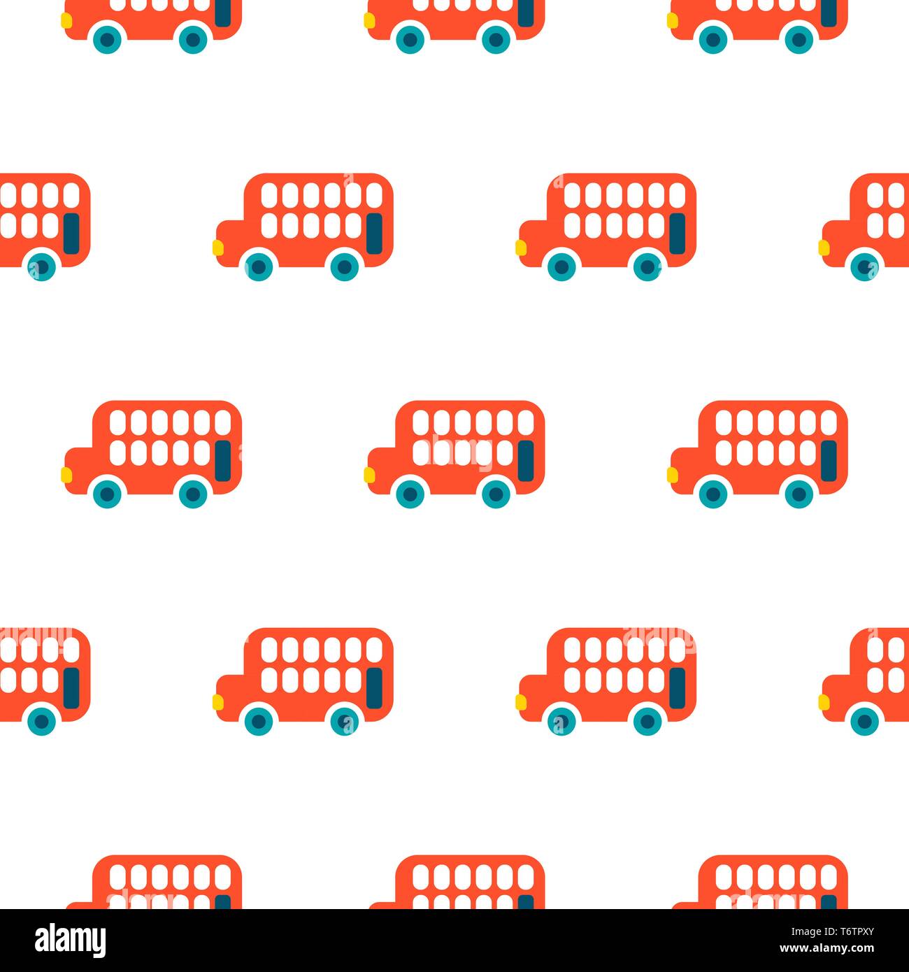 Double Decker bus rosso kid seamless disegno vettoriale. Illustrazione Vettoriale