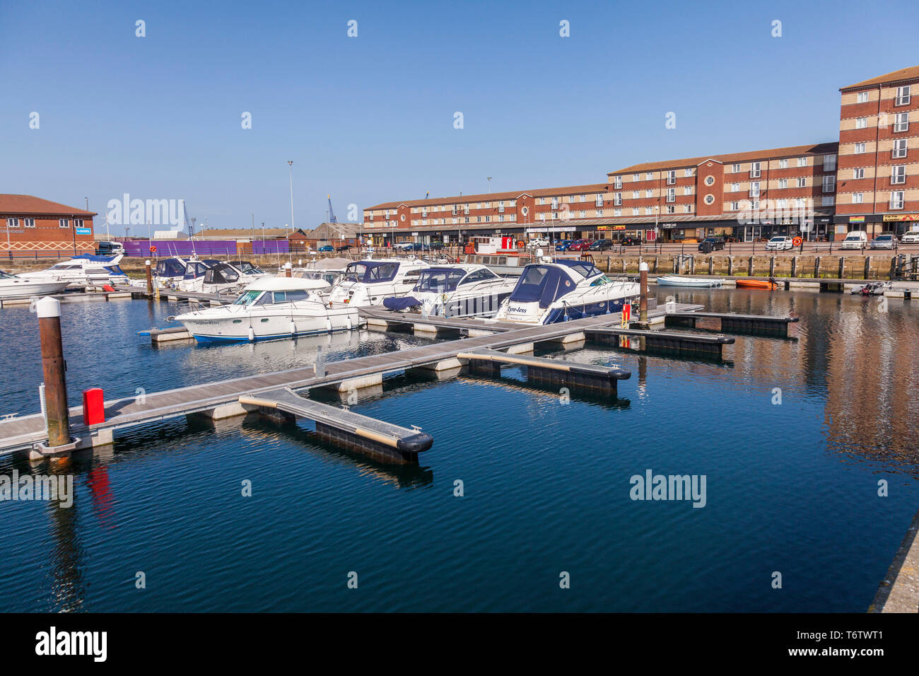 Barche ormeggiate fino alla marina a Hartlepool,l'Inghilterra,UK Foto Stock