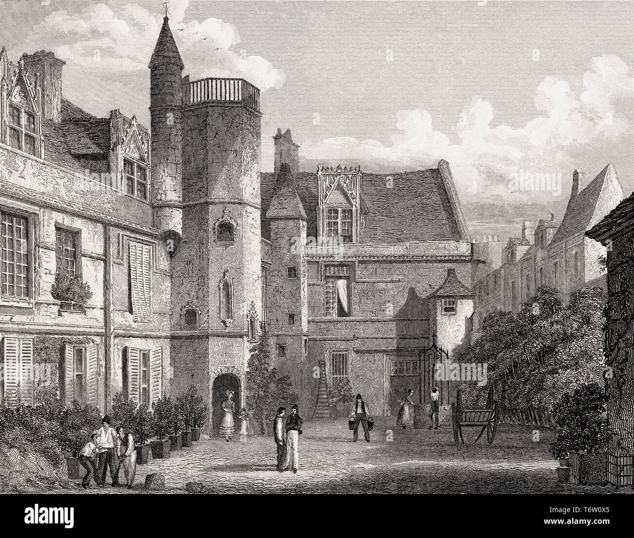 Il Musée de Cluny, Parigi, antichi di acciaio inciso stampa, 1831 Foto Stock