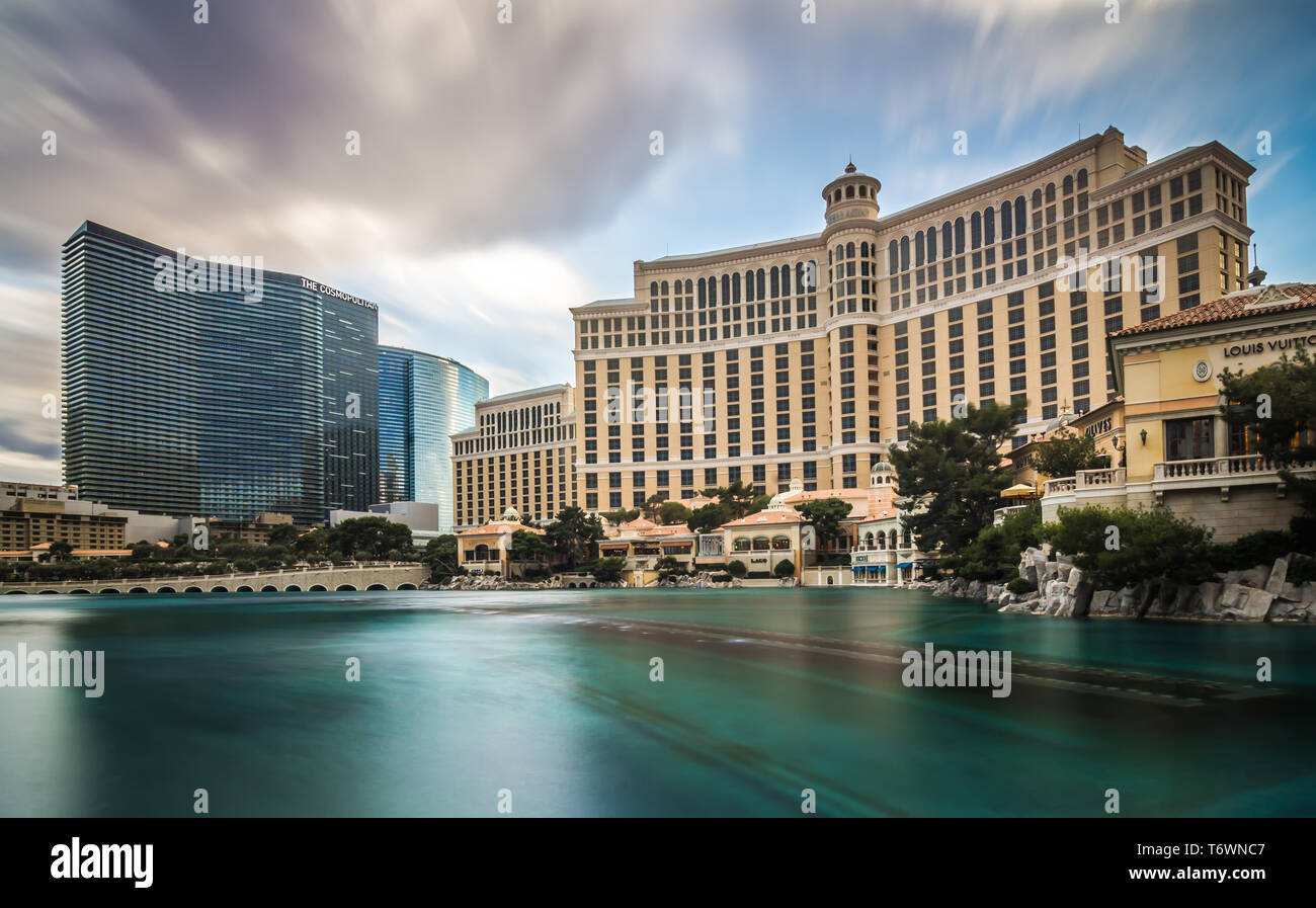 Alberghi e dello skyline della città di Las Vegas Nevada Foto Stock
