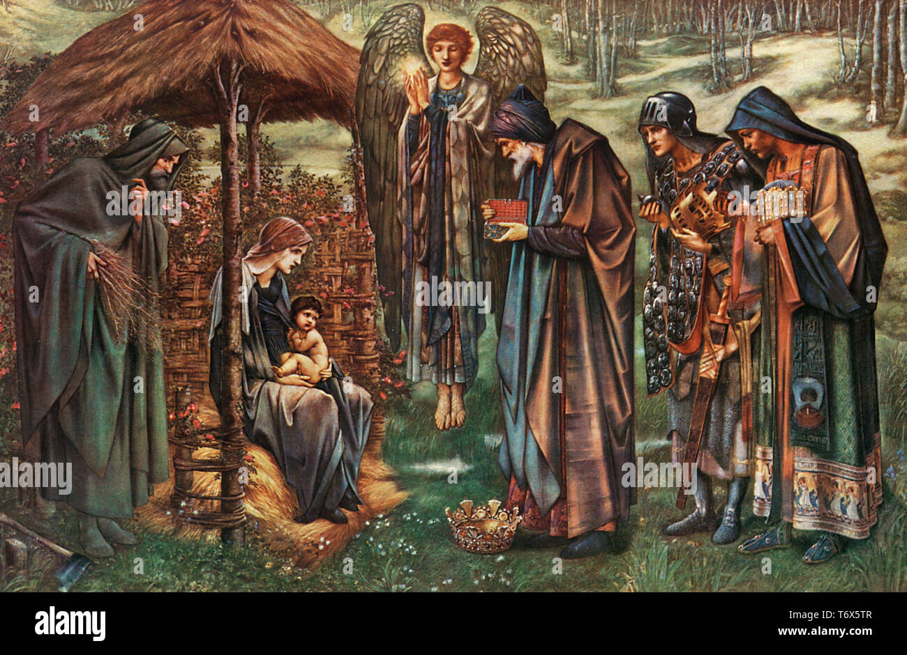 La Stella Di Betlemme, 1890. Di Sir Edward Coley Burne-Jones (1833-1898). Commissionato dalla Corporation of the City of Birmingham per il suo nuovo Museo e Galleria d'Arte nel 1887. A 101 1/8 x 152 pollici, La Stella di Betlemme era il più grande acquerello del 19 ° secolo. Foto Stock