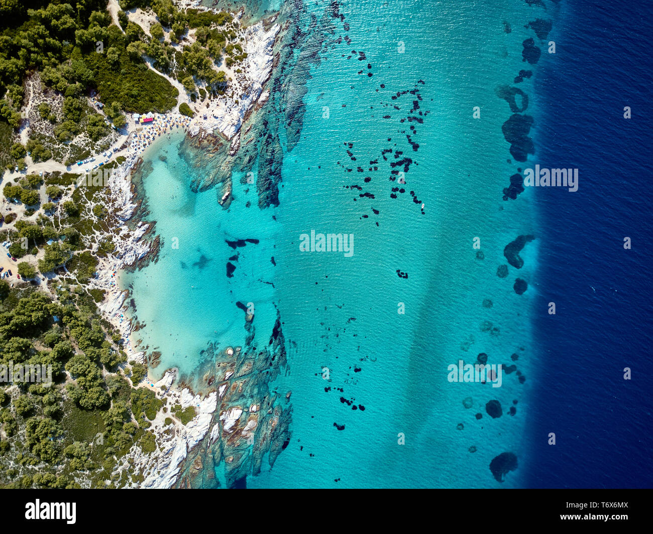 Bellissima spiaggia top vista aerea drone shot Foto Stock