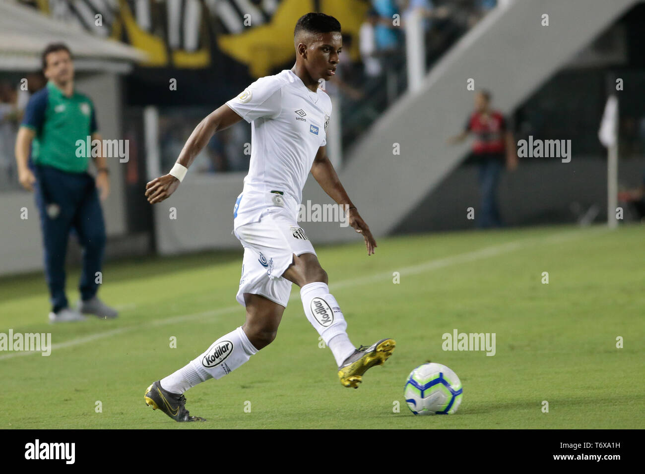 SP - Santos - 05/02/2019 - un brasiliano 2019, Santos x Fluminense - Rodrygo Santos lettore durante il match contro il Fluminense a Vila Belmiro stadium per il campionato brasiliano a 2019. Foto: Marcello Zambrana / AGIF Foto Stock