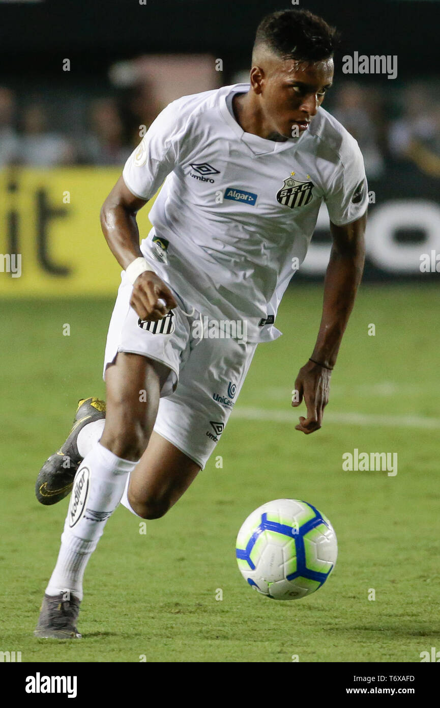 SP - Santos - 05/02/2019 - un brasiliano 2019, Santos x Fluminense - Rodrygo Santos lettore durante il match contro il Fluminense a Vila Belmiro stadium per il campionato brasiliano a 2019. Foto: Marcello Zambrana / AGIF Foto Stock