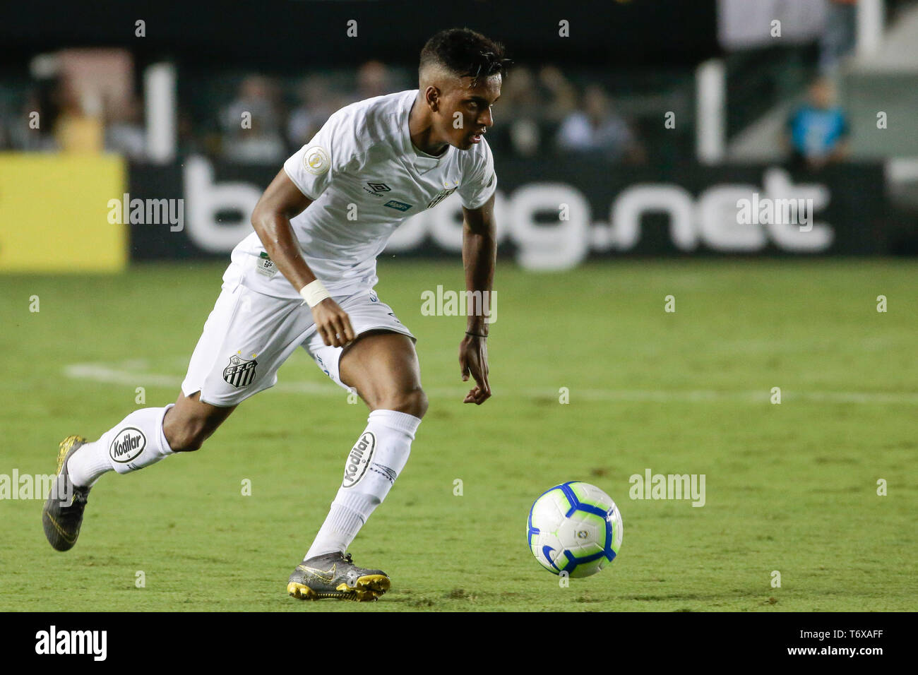 SP - Santos - 05/02/2019 - un brasiliano 2019, Santos x Fluminense - Rodrygo Santos lettore durante il match contro il Fluminense a Vila Belmiro stadium per il campionato brasiliano a 2019. Foto: Marcello Zambrana / AGIF Foto Stock