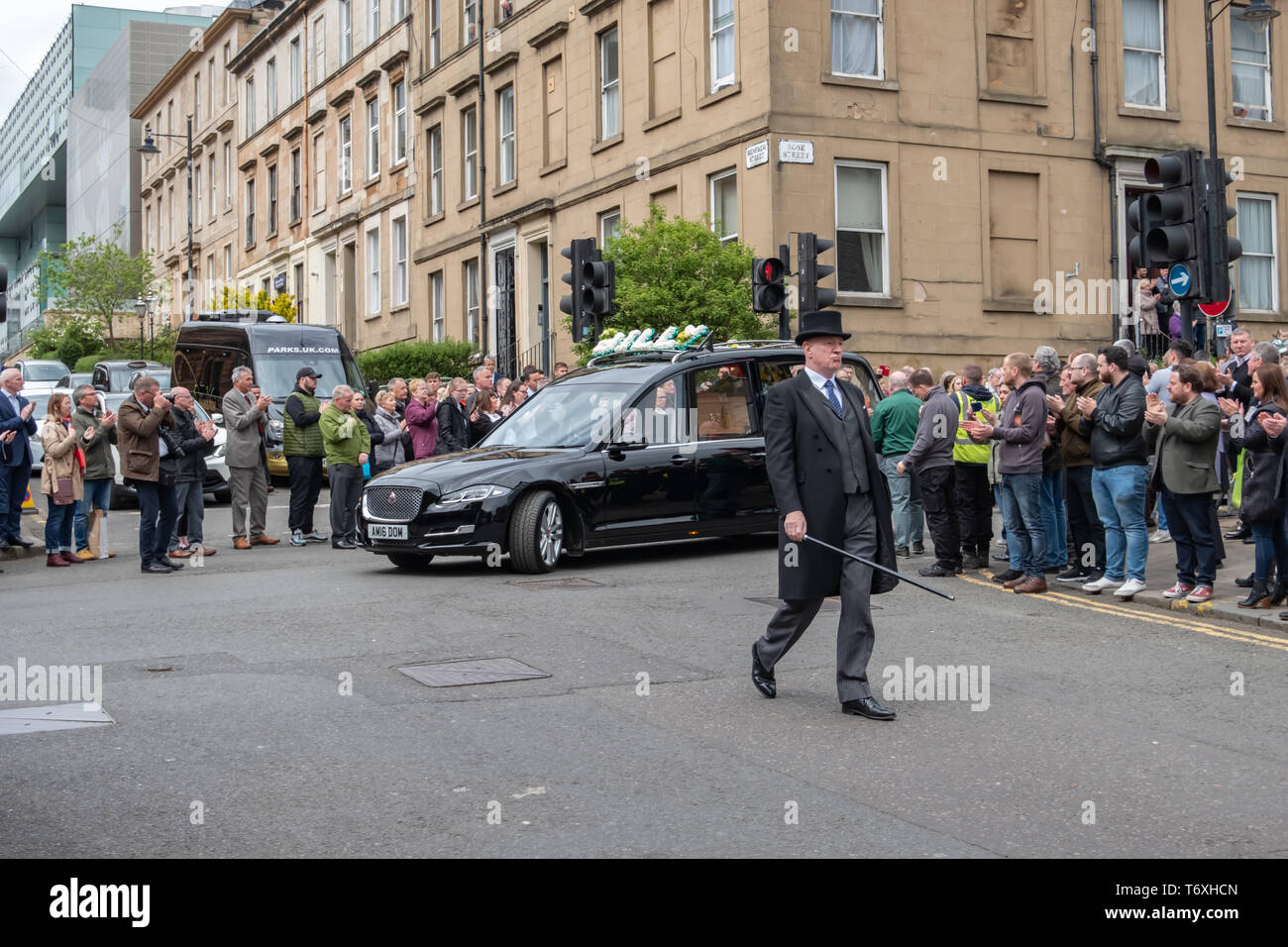 Glasgow, Scotland, Regno Unito. Il 3 maggio, 2019. Il corteo funebre di Lisbona Lion e Celtic legend Billy McNeill. Credito: Berretto Alamy/Live News Foto Stock