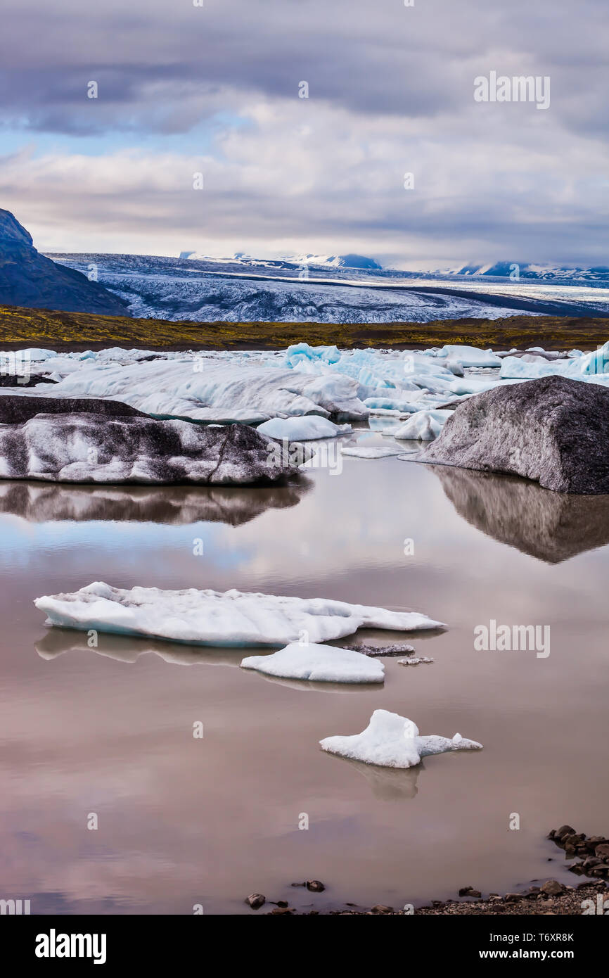 Scongelate la neve del ghiacciaio Vatnajokull Foto Stock