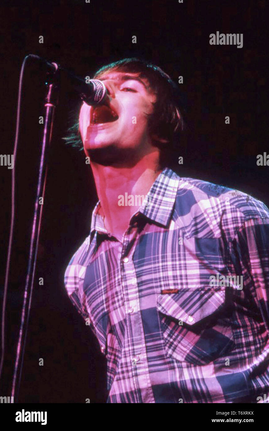 Oasi inglese del gruppo rock con Liam Gallagher nel 1995 Foto Stock