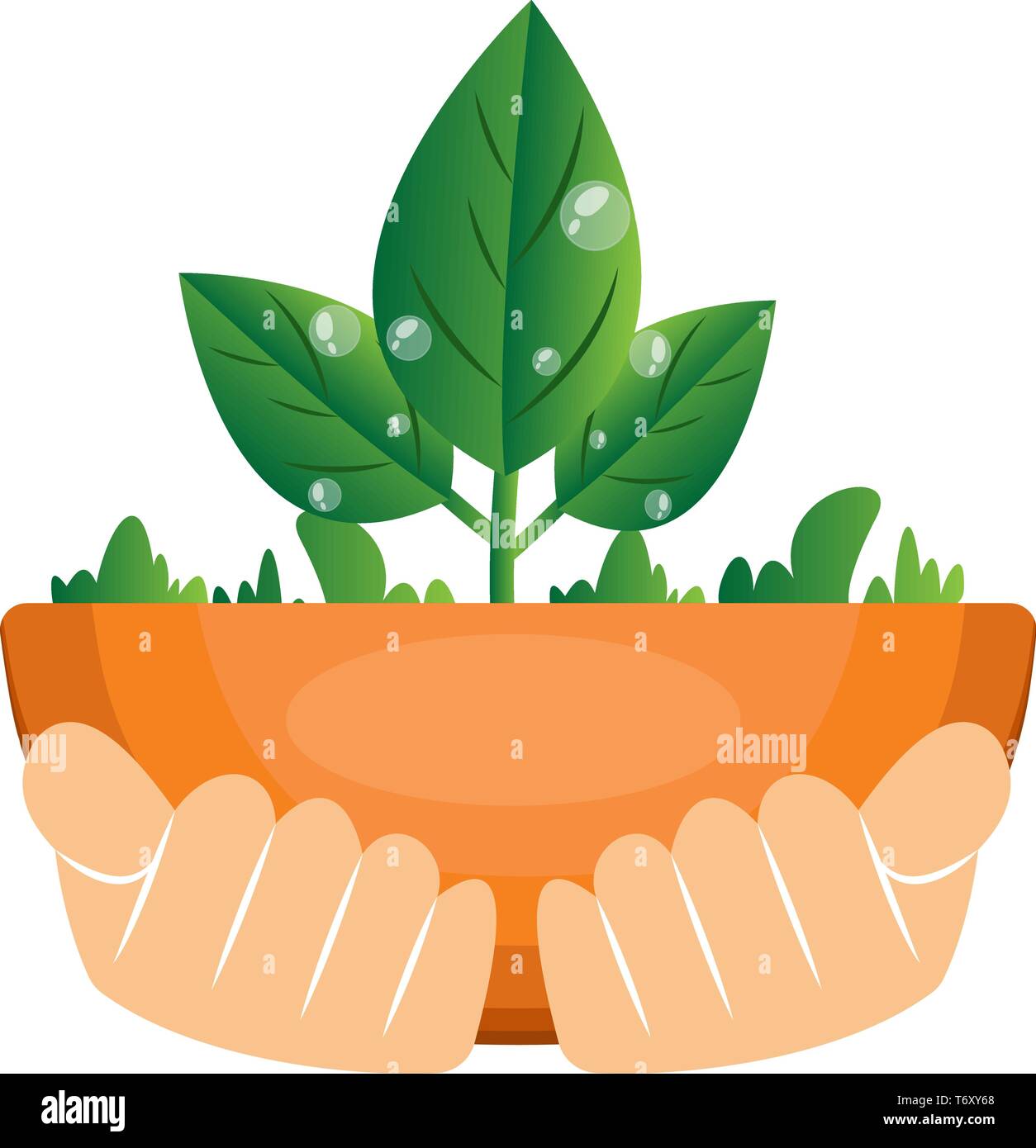 Illustrazione di mani tenendo le piante illustrazione vettore su sfondo bianco Illustrazione Vettoriale