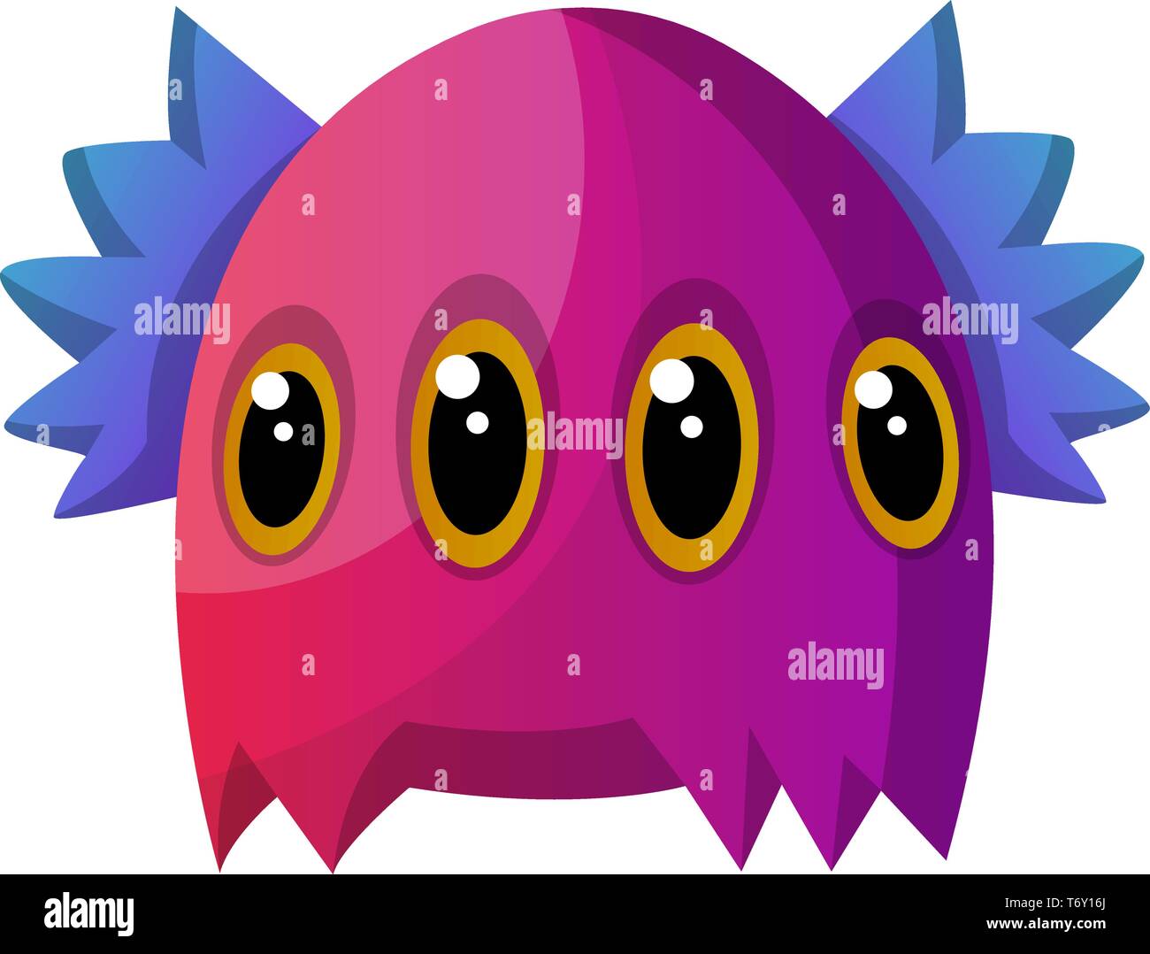 Purple Monster con quattro occhi illustrazione vettore su sfondo bianco Illustrazione Vettoriale