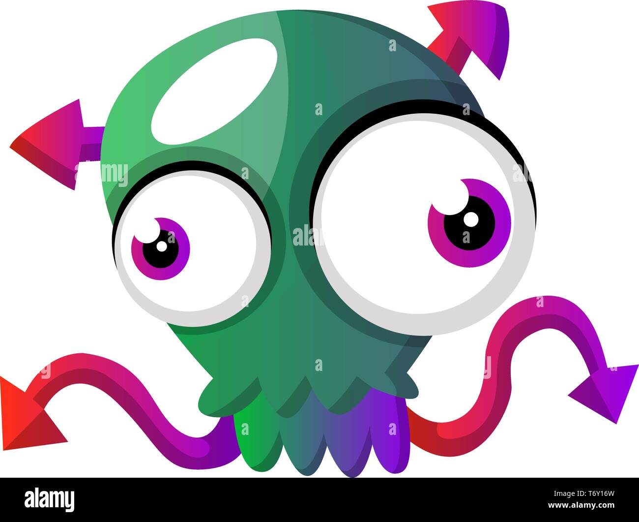 A forma di teschio meduza verde illustrazione vettore su sfondo bianco Illustrazione Vettoriale