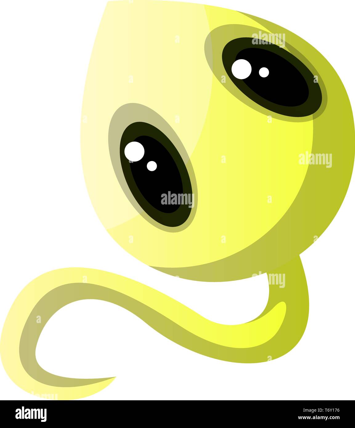 Giallo sorridente mostro con grandi occhi carino illustrazione vettore su sfondo bianco Illustrazione Vettoriale
