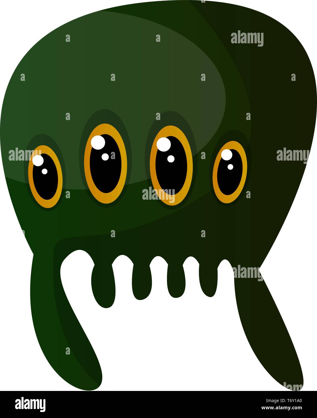 Green monster meduza con quattro occhi illustrazione vettore su sfondo bianco Illustrazione Vettoriale