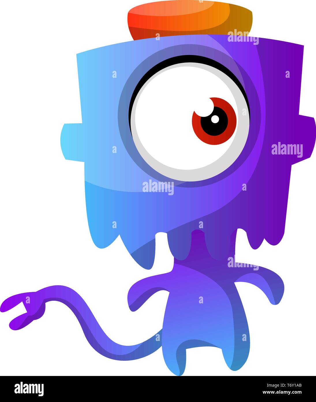 Blue Monster con un cappello illustrazione vettore su sfondo bianco Illustrazione Vettoriale