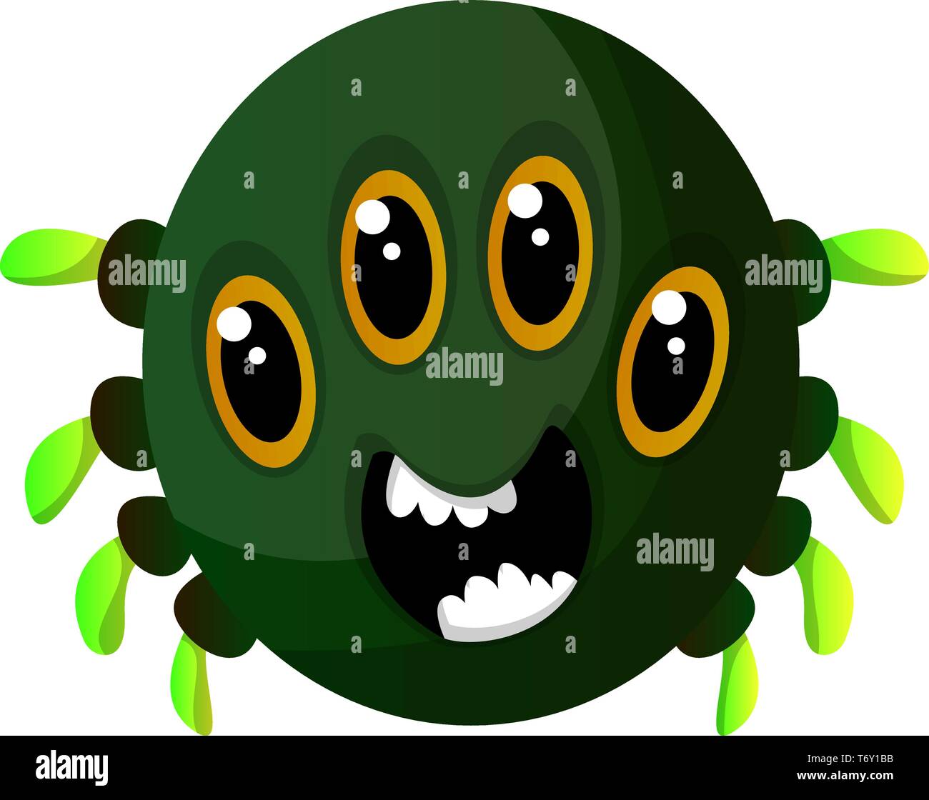 Mostro verde con quattro occhi illustrazione vettore su sfondo bianco Illustrazione Vettoriale