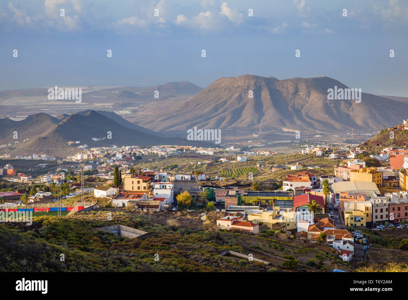 Vista dalle montagne al sud dell'isola. Tenerife, Isole Canarie, Spagna Foto Stock