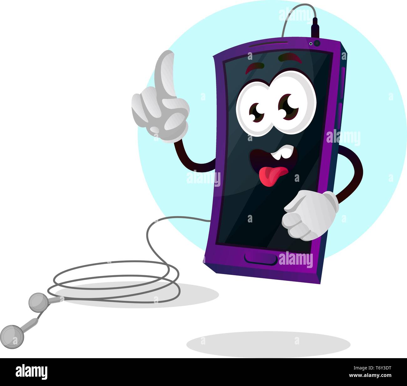 Gli Emoji Mobile ascoltando musica illustrazione vettore su sfondo bianco Illustrazione Vettoriale