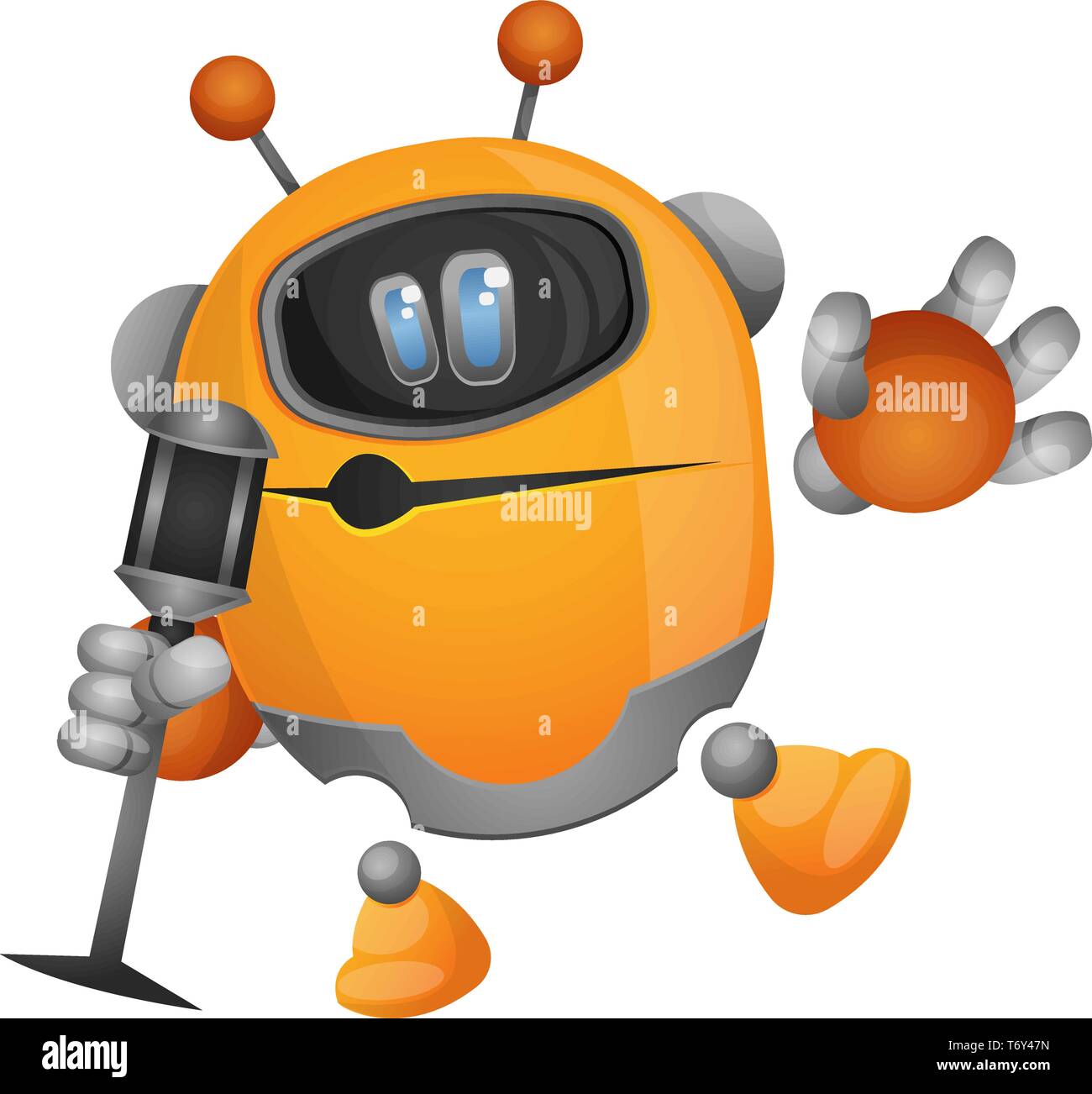 Robot Cartoon cantando illustrazione vettore su sfondo bianco Illustrazione Vettoriale