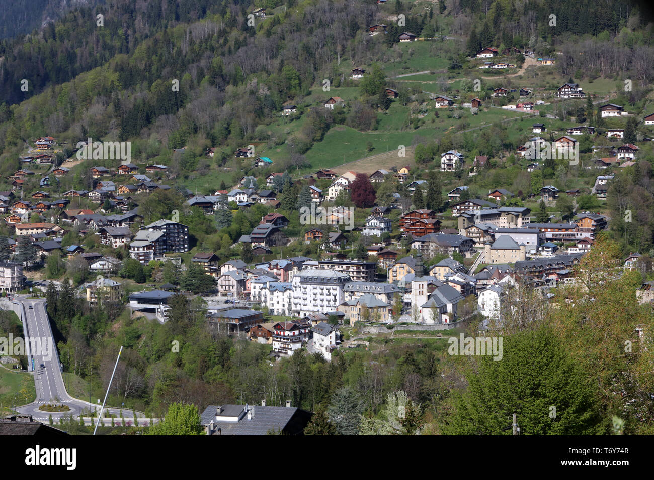 Saint-Gervais-les-Bains. Alpes Françaises. / Saint-Gervais-les-Bains villaggio. Sulle Alpi francesi. Foto Stock