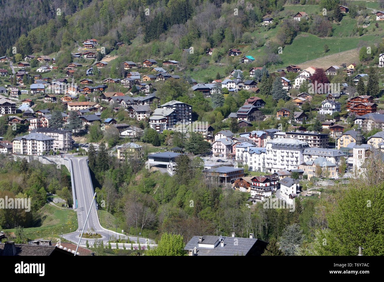 Saint-Gervais-les-Bains. Alpes Françaises. / Saint-Gervais-les-Bains villaggio. Sulle Alpi francesi. Foto Stock