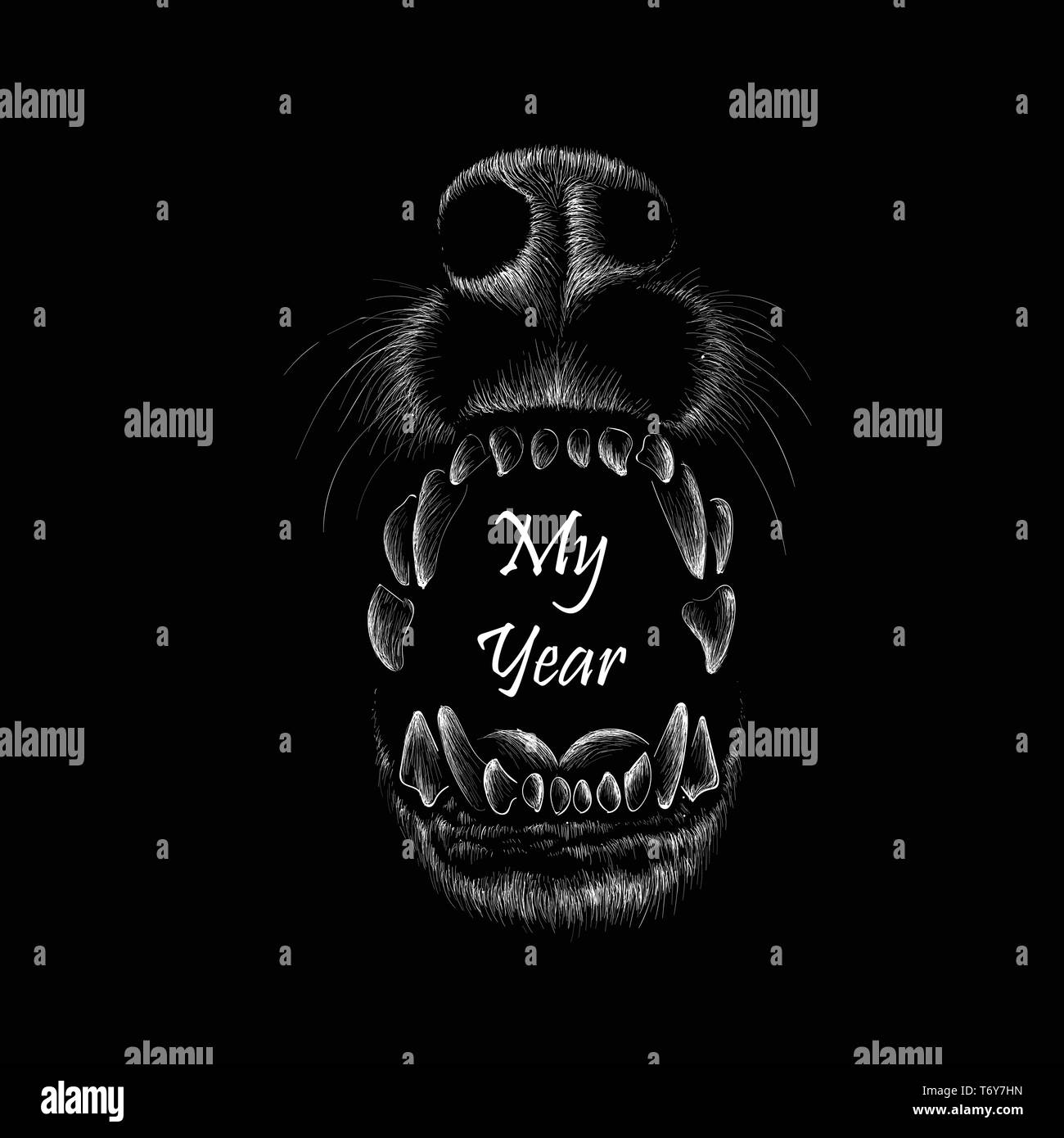 Il logo del vettore o del cane lupo per tatuaggio o T-shirt design o abbigliamento esterno. Carino stile di stampa cane lupo o sfondo. Illustrazione Vettoriale