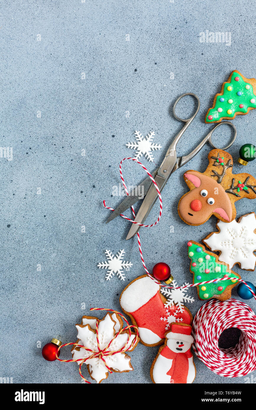 Gingerbread e decorazioni di Natale. Foto Stock