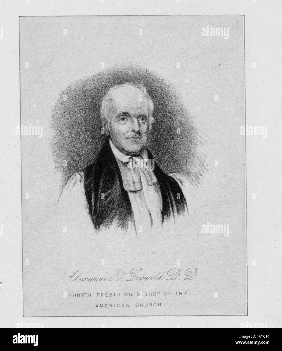 Ritratto inciso di Alexander Viets Griswold, quarto vescovo che presiede la Chiesa americana, un evangelica vescovile da Simsbury, Connecticut, 1594. Dalla Biblioteca Pubblica di New York. () Foto Stock