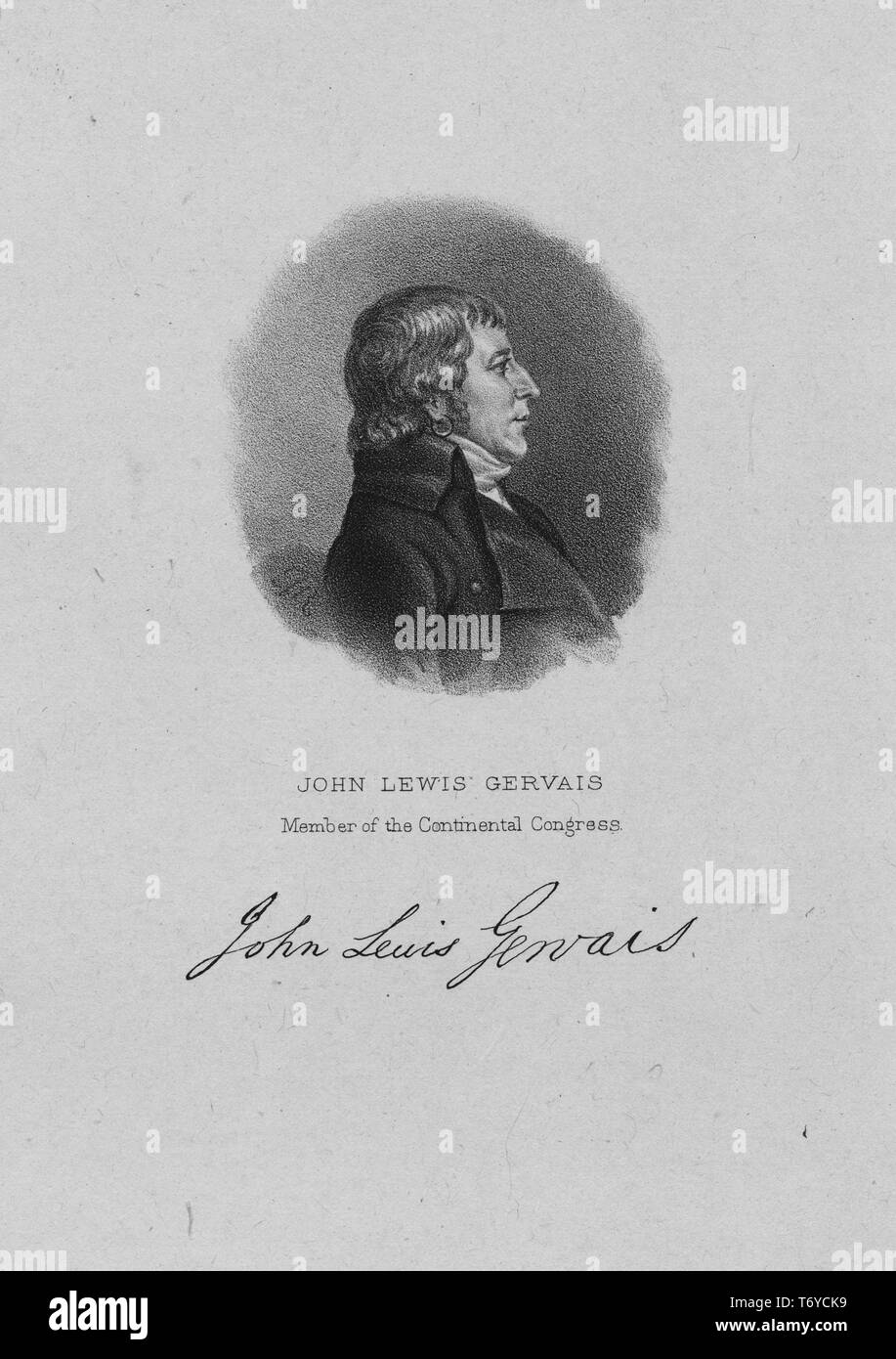 Incisi ritratto di John Lewis Gervais, membro del Congresso continentale, un americano piantatrice e più da Carolina del Sud, 1849. Dalla Biblioteca Pubblica di New York. () Foto Stock