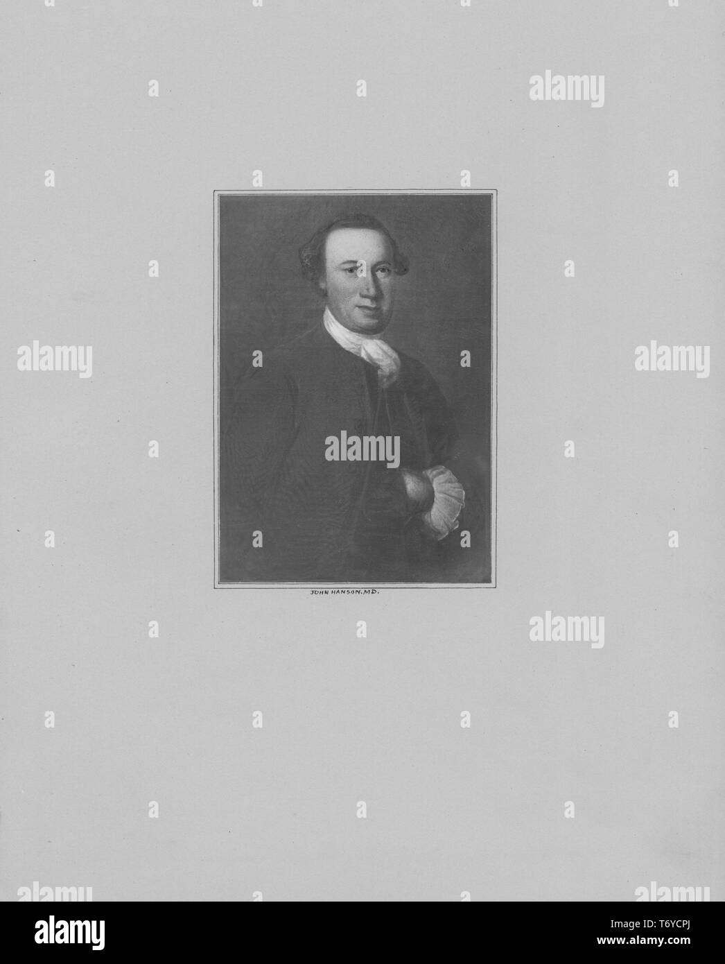Incisi ritratto di John Hanson, firmatario degli articoli della Confederazione e il primo presidente del Congresso continentale, un commerciante americano e di un pubblico ufficiale dalla porta del tabacco, Charles County, Maryland, 1845. Dalla Biblioteca Pubblica di New York. () Foto Stock