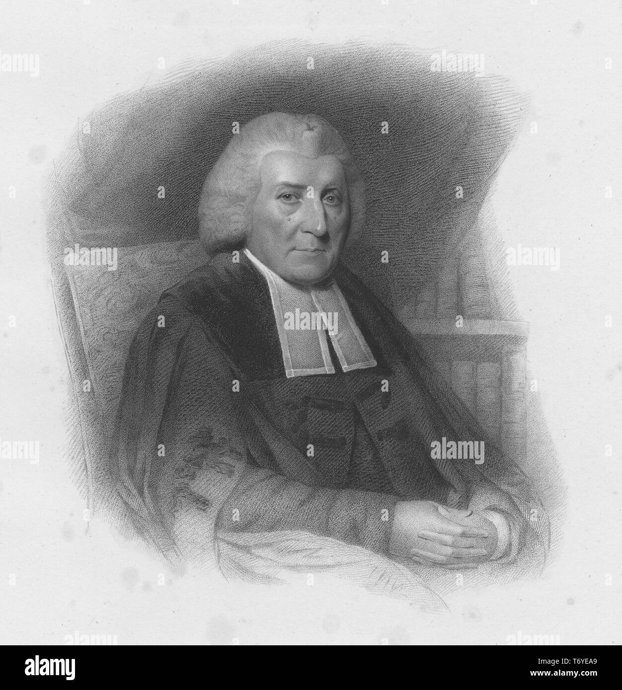 Ritratto inciso di Hugh Blair, il ministro della Chiesa di Scozia, un ministro scozzese di religione, autore e retore da Edimburgo, Scozia, 1809. Dalla Biblioteca Pubblica di New York. () Foto Stock