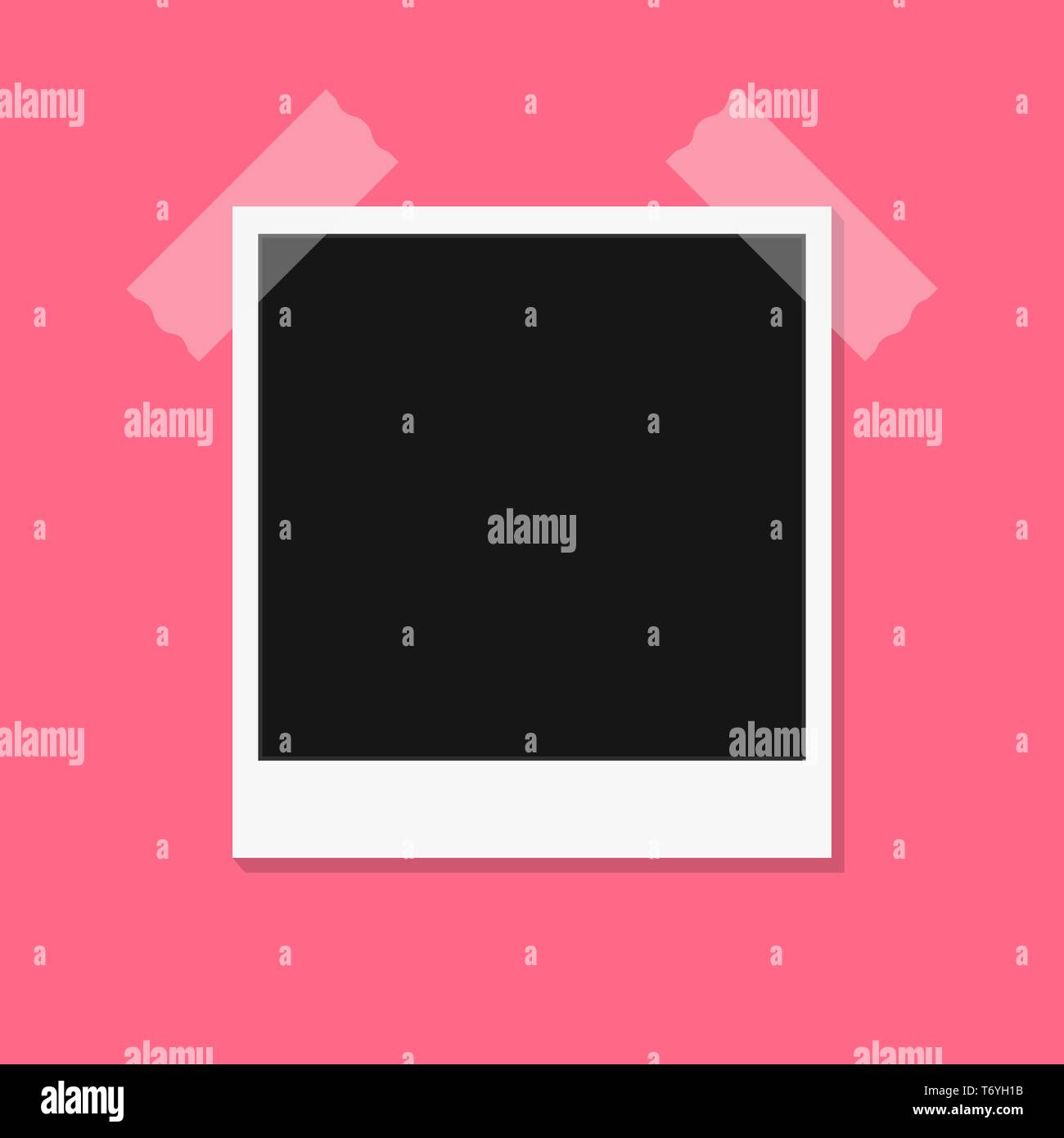 Bianco e nero photo frame isolati su rosa. In stile vintage. Illustrazione Vettoriale eps10 Illustrazione Vettoriale