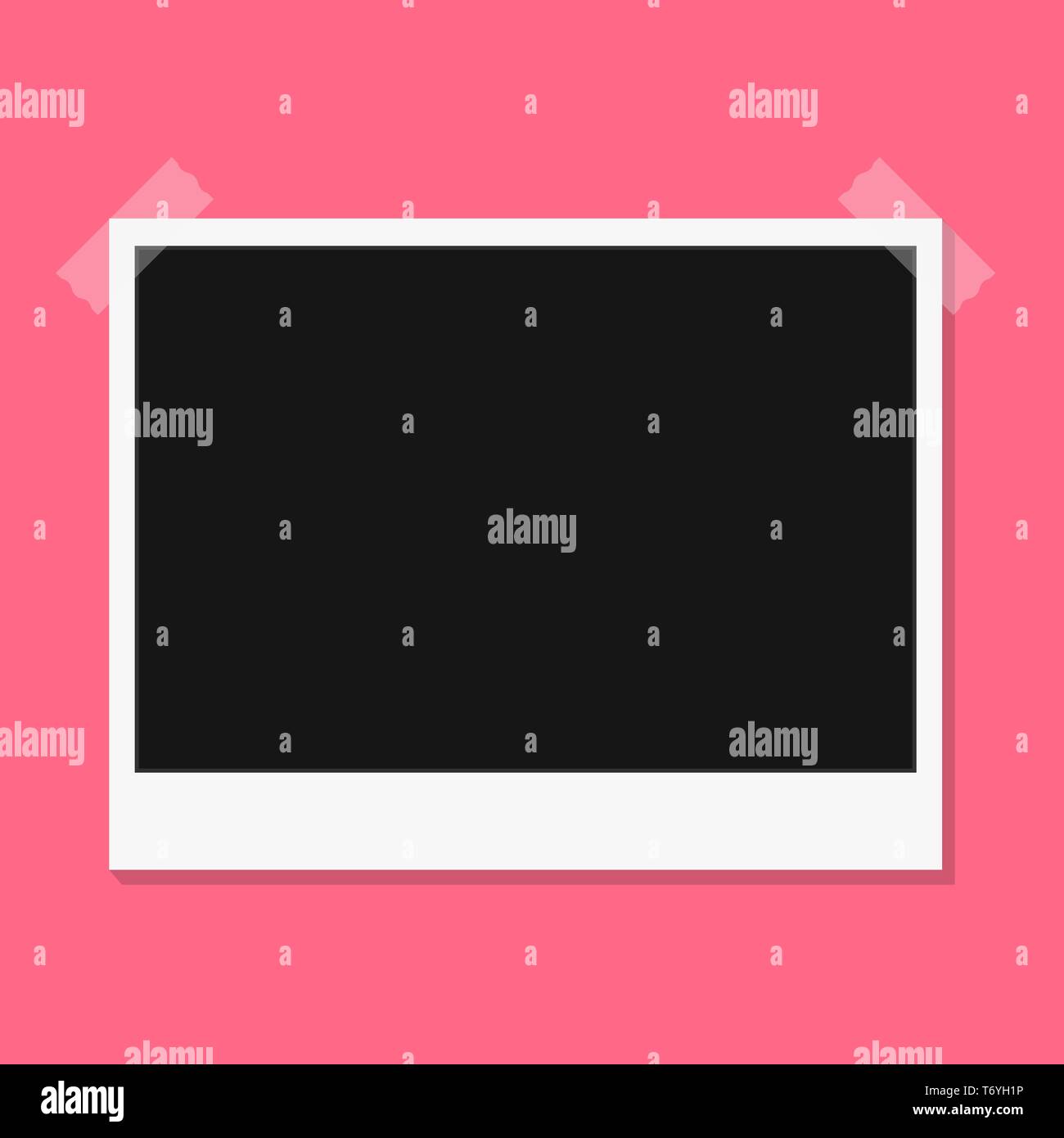Bianco e nero photo frame isolati su rosa. In stile vintage. Illustrazione Vettoriale eps10 Illustrazione Vettoriale
