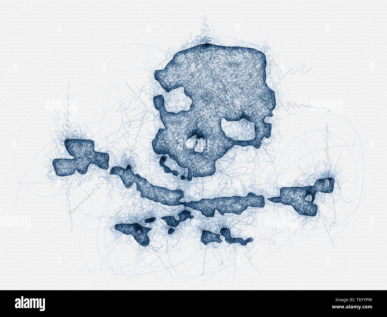 Pirate skull penna a sfera doodle Foto Stock