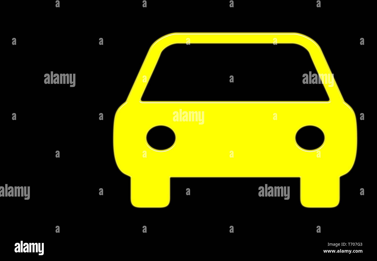 Abstract luminose neon giallo taxi isolata su uno sfondo nero Foto Stock