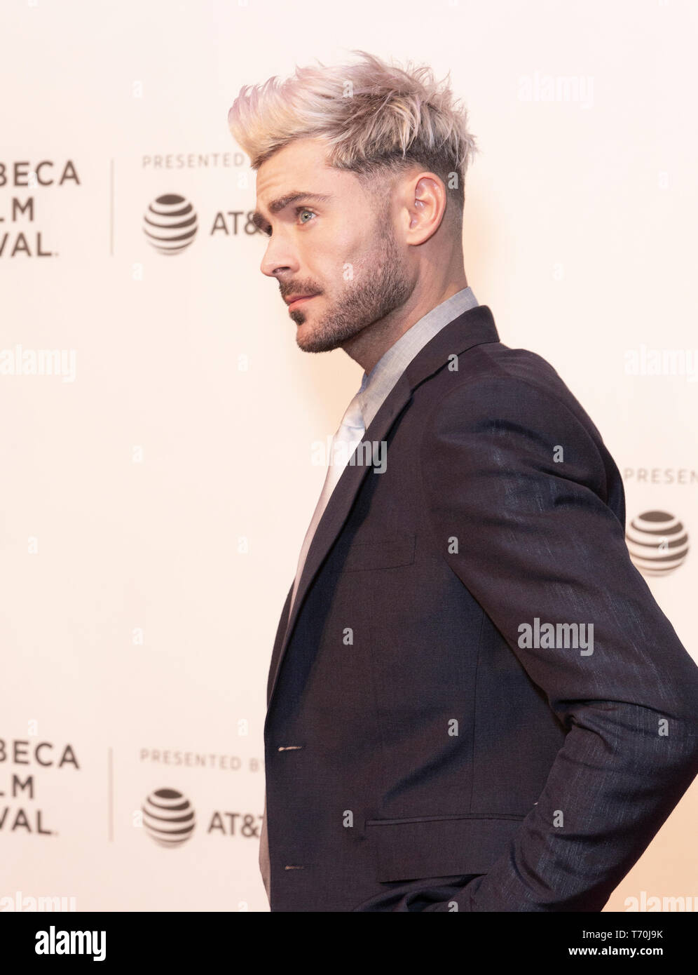 New York, NY - 2 Maggio 2019 : Zac Efron assiste premiere di estremamente malvagi, incredibilmente male e vile filmato durante il Tribeca Film Festival alla Stella Artois teatro a BMCC TPAC Foto Stock