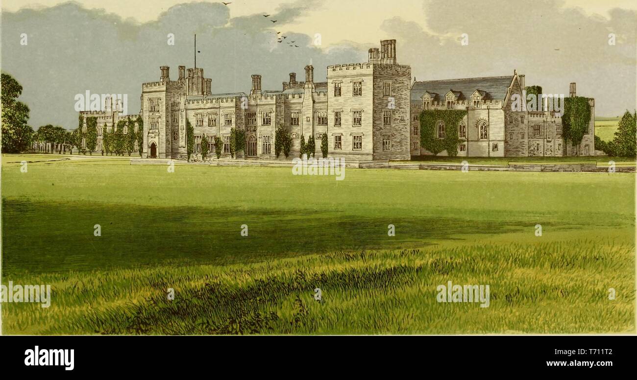 Incisione del castello di Penshurst, la proprietà di Viscount De L'Isle e Dudley famiglia, dal libro "mangia di nobili e colleghi di Gran Bretagna e Irlanda", Tonbridge, Kent, Inghilterra, 1840. La cortesia Internet Archive. () Foto Stock