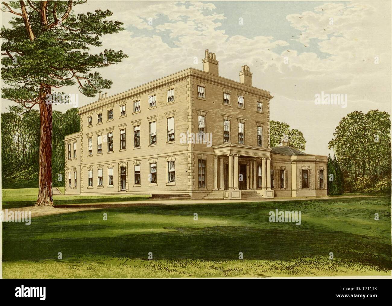 Incisione del Carnanton house, di proprietà della famiglia Willyams, dal libro "mangia di nobili e colleghi di Gran Bretagna e Irlanda", San, columb cornwall, Inghilterra, 1840. La cortesia Internet Archive. () Foto Stock