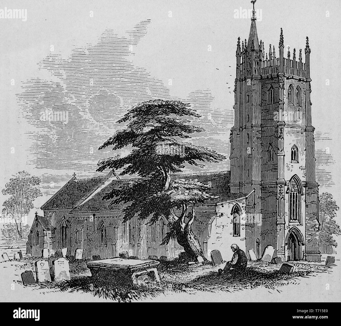 Incisione di la chiesa di Santa Maria in Bitton, South Gloucestershire, Inghilterra, dal libro "Operazioni di Bristol e Gloucestershire Società Archeologica", 1900. La cortesia Internet Archive. () Foto Stock