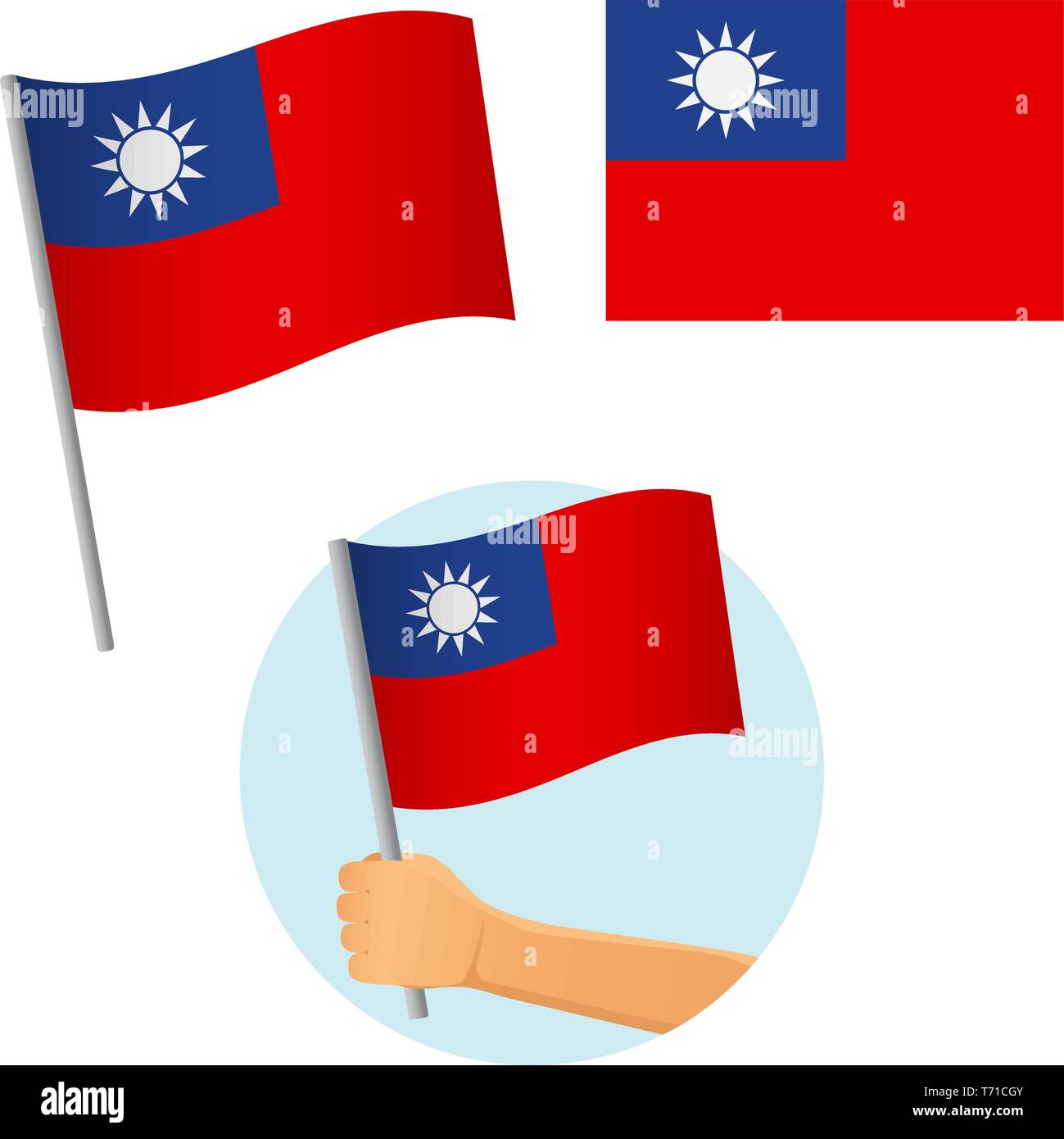 Bandiera di Taiwan in mano. Sfondo patriottico. Bandiera nazionale di Taiwan illustrazione vettoriale Illustrazione Vettoriale