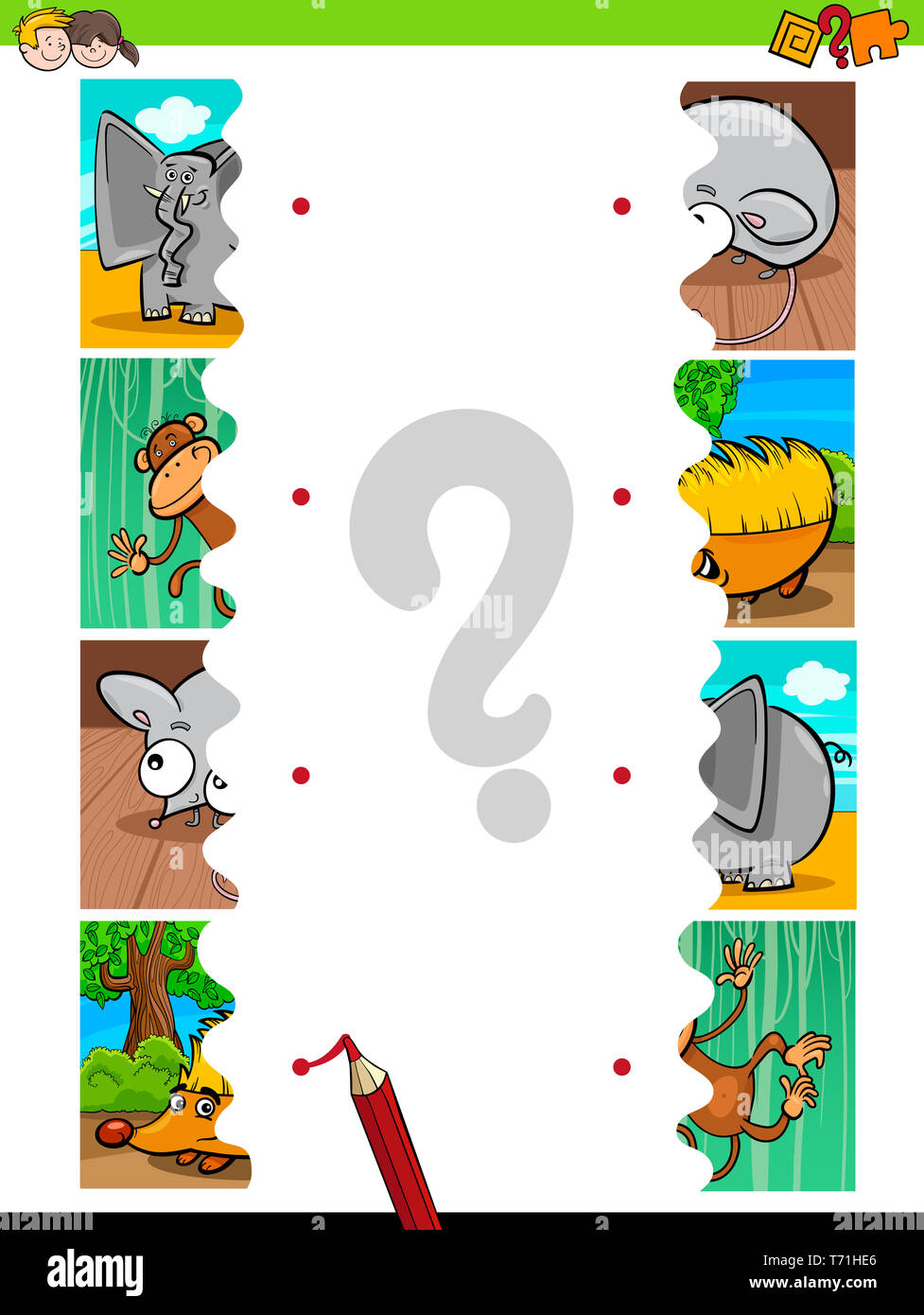 Match puzzle attività educative Foto Stock