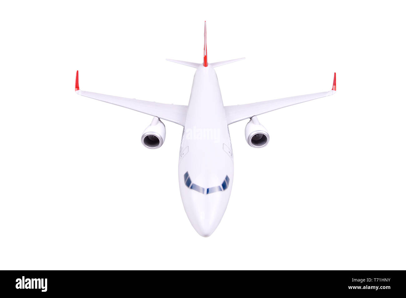 Aeroplano isolato su bianco Foto Stock